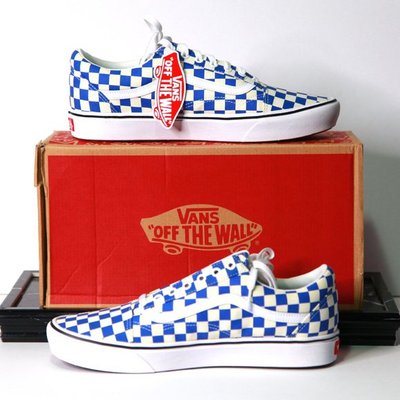 Stylish Checkered Blue and White Vans Sneakers Size 12 Never Worn Outside! - Picture 3 of 11